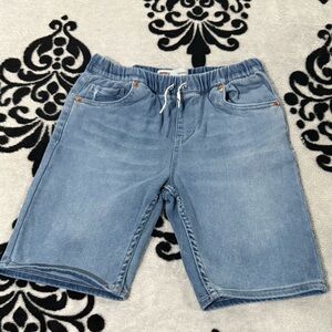 Levi's Youth Blue Denim Shorts Elastic Waist Sz L EUC